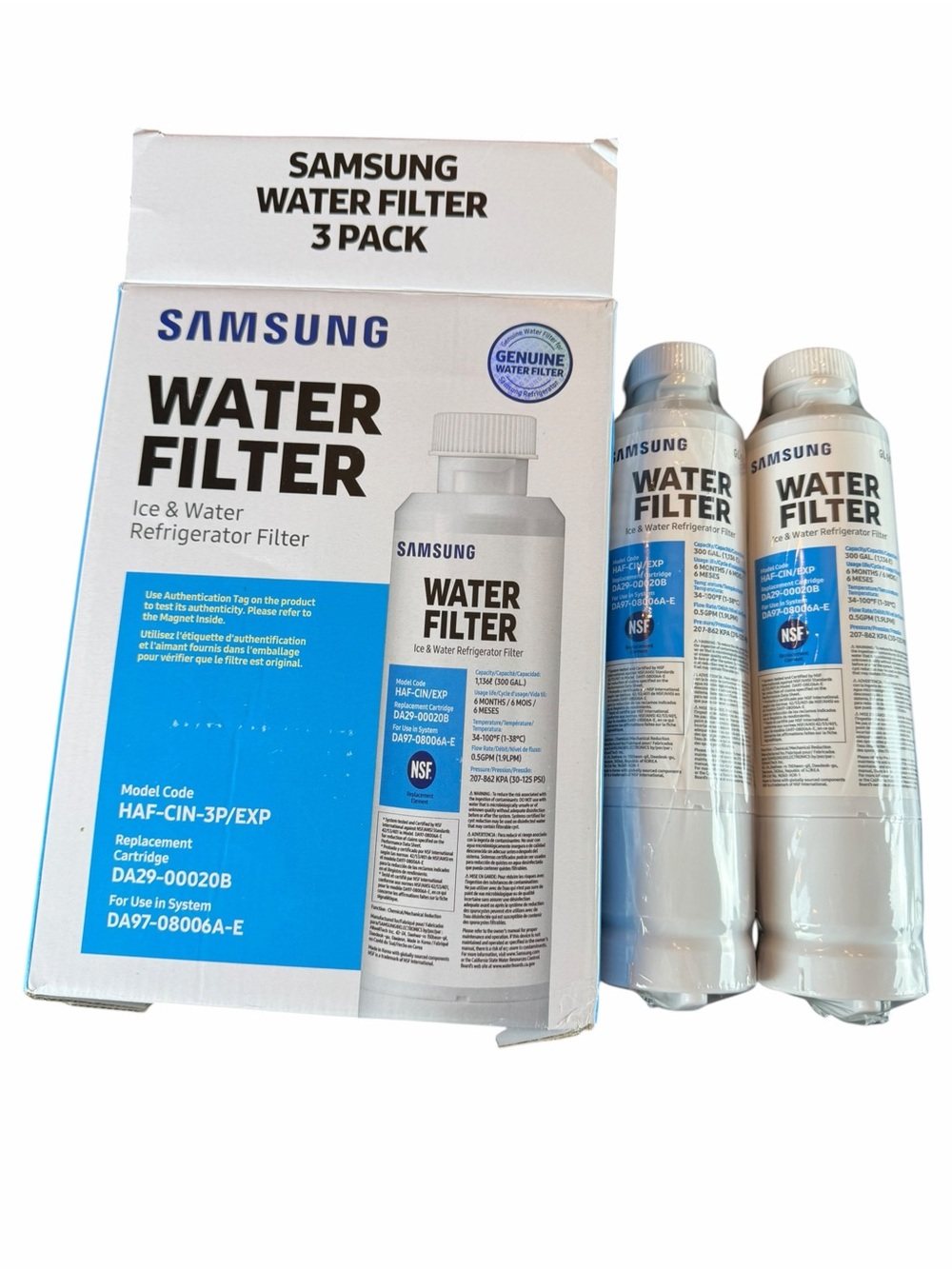 2 PACK Genuine Samsung DA29-00020B HAF-CIN-3P/EXP Refrigerator Water Filter NEW